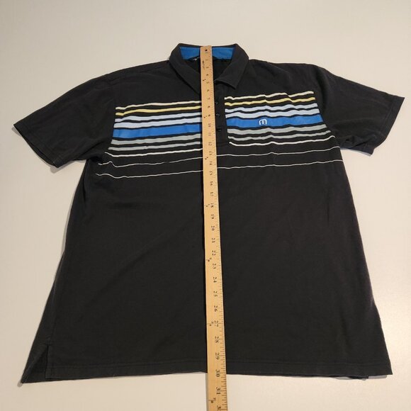Travis Mathew Polo Shirt Golf Short Sleeve Navy Blue Striped Soft Mens XL - Picture 11 of 11
